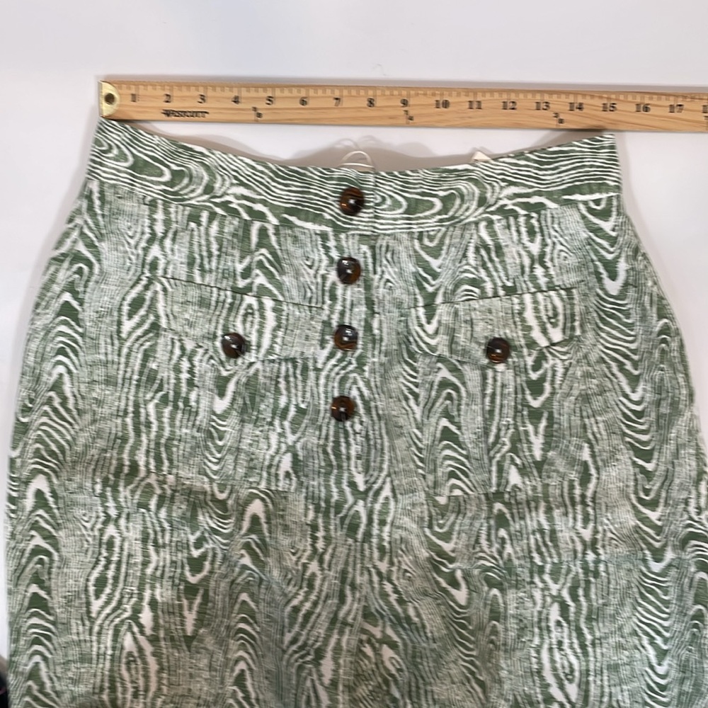 Anthropologie Pants NWT Size L Wide Leg Trouser Green Ivory Print - Picture 8 of 15
